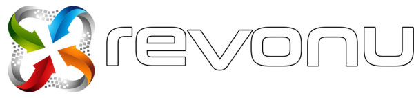 Multicolored logo and brand name for Revonu Point-of-sale hardware